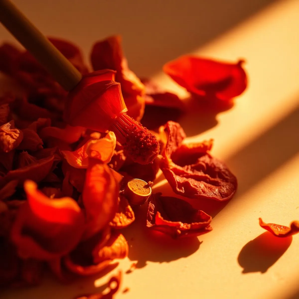 Fleurs d'hibiscus séchées, ingrédient principal du bissap Dji Ligné